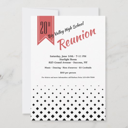 スクエアパターン同窓会招待状 招待状 (正面)