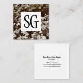 スクエアパネル – イニシャル – セピアデイジー スクエア名刺 (正面/裏面)