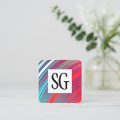 スクエアパネル – イニシャル-抽象芸術惑星リングや輪 スクエア名刺 (スタンド正面)