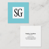 スクエアパネル – イニシャル- Robin Egg Blue スクエア名刺 (正面/裏面)