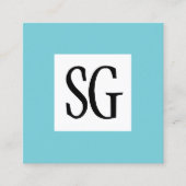 スクエアパネル – イニシャル- Robin Egg Blue スクエア名刺 (正面)