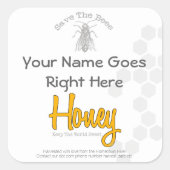 スクエアパーソナライズされたハニーボトルカスタムラベル スクエアシール (正面)