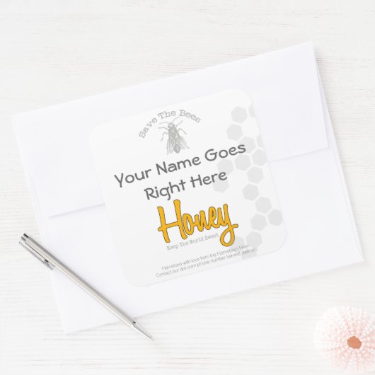 スクエアパーソナライズされたハニーボトルカスタムラベル スクエアシール (封筒)