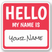 スクエアパーソナライズされたハロー私の名前はステッカー シール (正面)