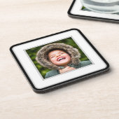 スクエアパーソナライズされた写真テンプレート額象嵌 コースター (左側)