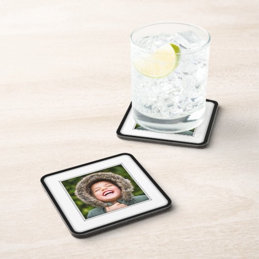 スクエアパーソナライズされた写真テンプレート額象嵌 コースター (右側)