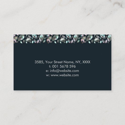 スクエアパールツリーオブライフアート – アワロ葉の 名刺 (裏面)