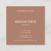 スクエアビジネスカードモノグラムイニシャル エレガント スクエア名刺 (裏面)