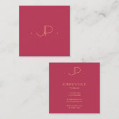 スクエアビジネスカードモノグラムモダンプロフェッショナル スクエア名刺 (正面/裏面)