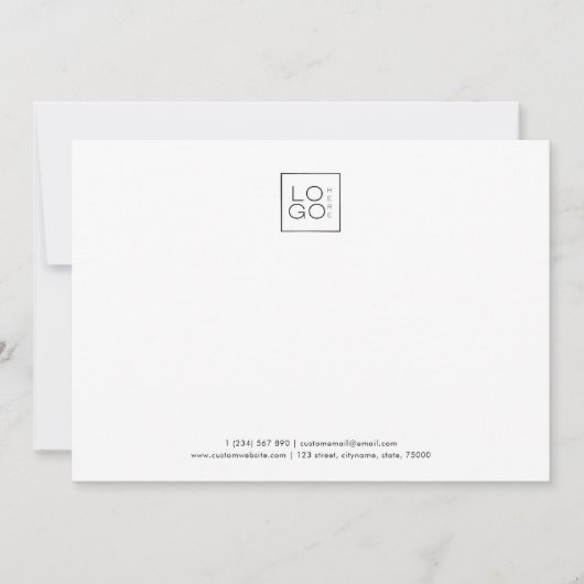 スクエアビジネスロゴ会社の白カスタム色の追加 ノートカード (正面)