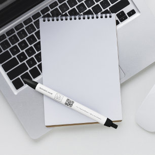 スクエアビジネスロゴQRコード&文字プロモーション 黒ボールペン