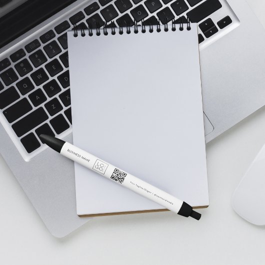 スクエアビジネスロゴQRコード&文字プロモーション 黒ボールペン