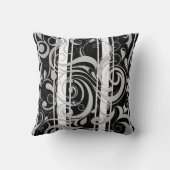 スクエアピロー白黒スワールフローラ クッション (裏面)