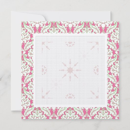 スクエアピンクアンドグリーンダマスクホリデーパーティー招待状 招待状 (裏面)