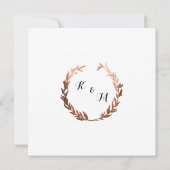 スクエアフェイクコッパーリースオリーブリーフブランチ 招待状 (裏面)