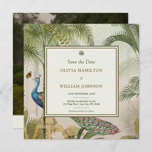 スクエアフォトトロピカルピーコックパームザデイト (正面/裏面)