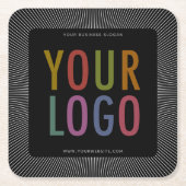 スクエアブラックパルプボード紙コースターカンパニーロゴ スクエアペーパーコースター (正面)