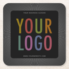 スクエアブラックパルプボード紙コースターカンパニーロゴ スクエアペーパーコースター