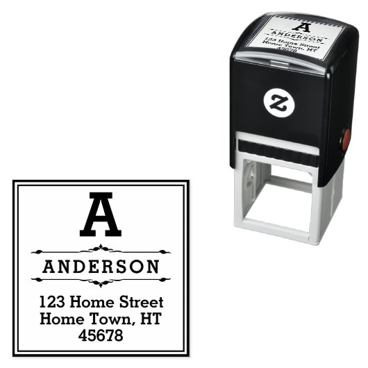 スクエアブロックモノグラム差出人住所 セルフインキングスタンプ (インサイチュ)