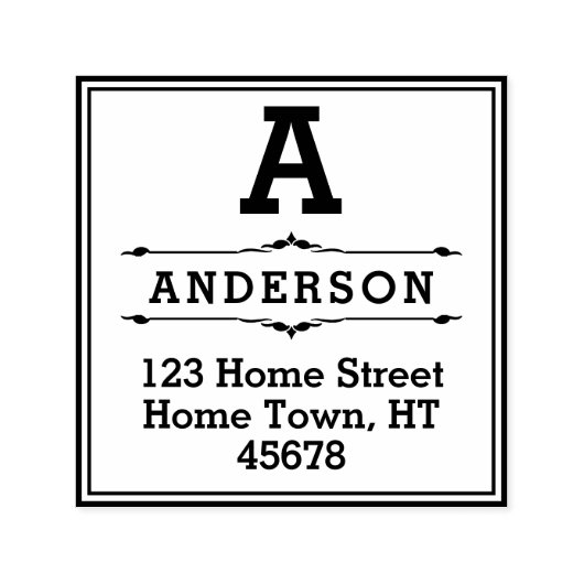 スクエアブロックモノグラム差出人住所 セルフインキングスタンプ (デザイン)