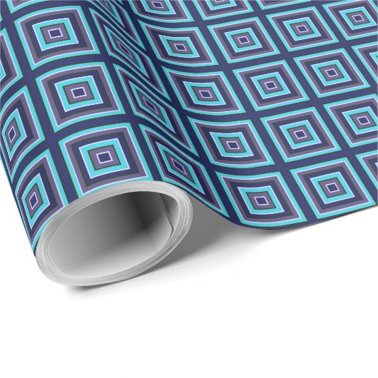 スクエアプリズムネイビーターコイズパープルグリーンホワイト ラッピングペーパー (ロールコーナー)