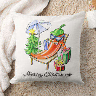 スクエアホワイトチリメリークリスマススケッチ クッション