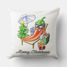 スクエアホワイトチリメリークリスマススケッチ クッション