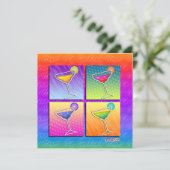 スクエアポップアートのマルガリータ。 パーティの招待状 招待状 (スタンド正面)