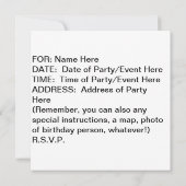 スクエアポップアートのマルガリータ。 パーティの招待状 招待状 (裏面)