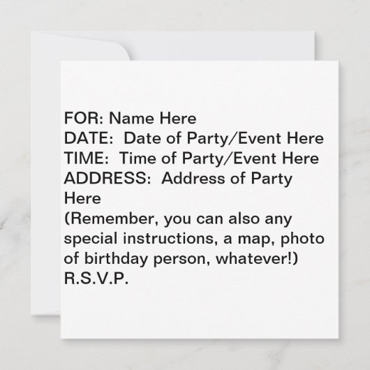 スクエアポップアートのマルガリータ。 パーティの招待状 招待状 (裏面)