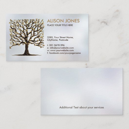 スクエアマーブルツリーゴールデン蝶 名刺 (正面/裏面)