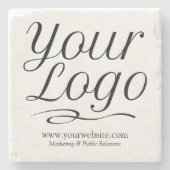 スクエアマーブルバーコースターと会社ロゴ ストーンコースター (正面)