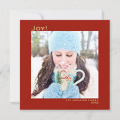 スクエアミニマル1フォトシンプルフォトジョイ赤&金ゴールド シーズンカード (正面)