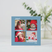 スクエアミニマル4フォトクリスマスジョイブルー シーズンカード (スタンド正面)