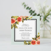 スクエアミントグリーンウォーターバラフローラ結婚ズ 招待状 (スタンド正面)