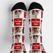 スクエアモダングリッド8フォトコラージファミリーフレンド ソックス (上部)