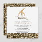 スクエアモダンサファリアドベンチャーベビーシャワーキリン 招待状 (正面/裏面)