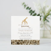 スクエアモダンサファリアドベンチャーベビーシャワーキリン 招待状 (スタンド正面)