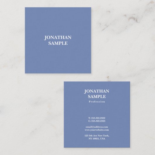 スクエアモダンプロフェッショナルエレガントシンプルブルー スクエア名刺 (正面/裏面)