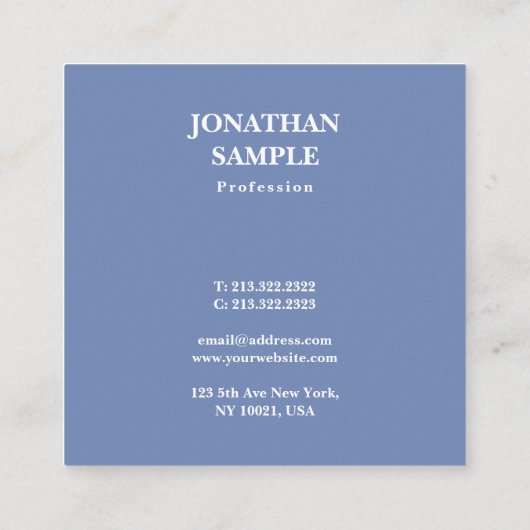 スクエアモダンプロフェッショナルエレガントシンプルブルー スクエア名刺 (裏面)