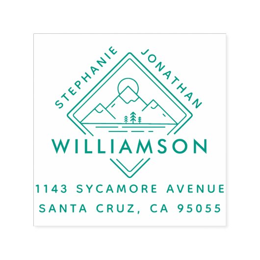 スクエアモダンマウンテンサンセットランドスケープアドレス セルフインキングスタンプ (デザイン)