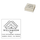 スクエアモダンマウンテンサンセットランドスケープアドレス ラバースタンプ (押印)