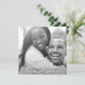 スクエアモダン日付B/Wフォトカードを保存 セーブザデート (スタンド正面)