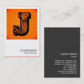 スクエアモノグラム – ペイズリー日が差すこと- J 名刺 (正面/裏面)