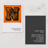 スクエアモノグラム – ペイズリー日が差すこと- N 名刺 (正面/裏面)