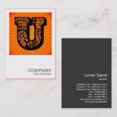 スクエアモノグラム – ペイズリー日が差すこと- U 名刺 (正面/裏面)