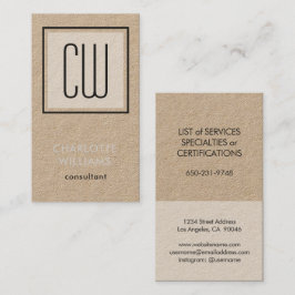 スクエアモノグラモダンムミニマリストクラフト&ブラック 名刺