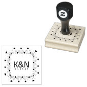 スクエアラインアートハートイニシャル結婚ロゴ ラバースタンプ (押印)