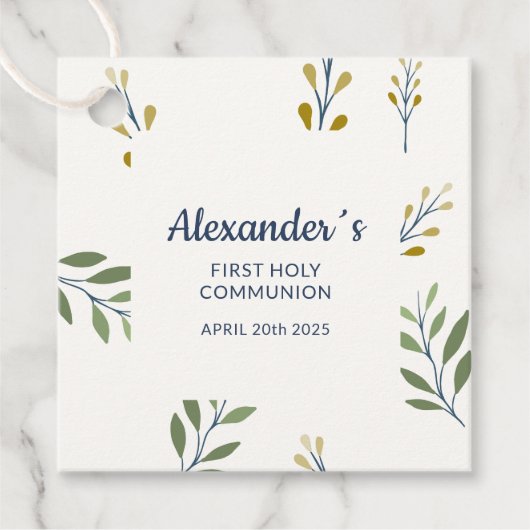 スクエアラベルカスタムコミュニオンボタニカルパターン フェイバータグ (正面)