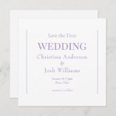 スクエアラベンダーウェディング日付を保存 招待状 (正面/裏面)